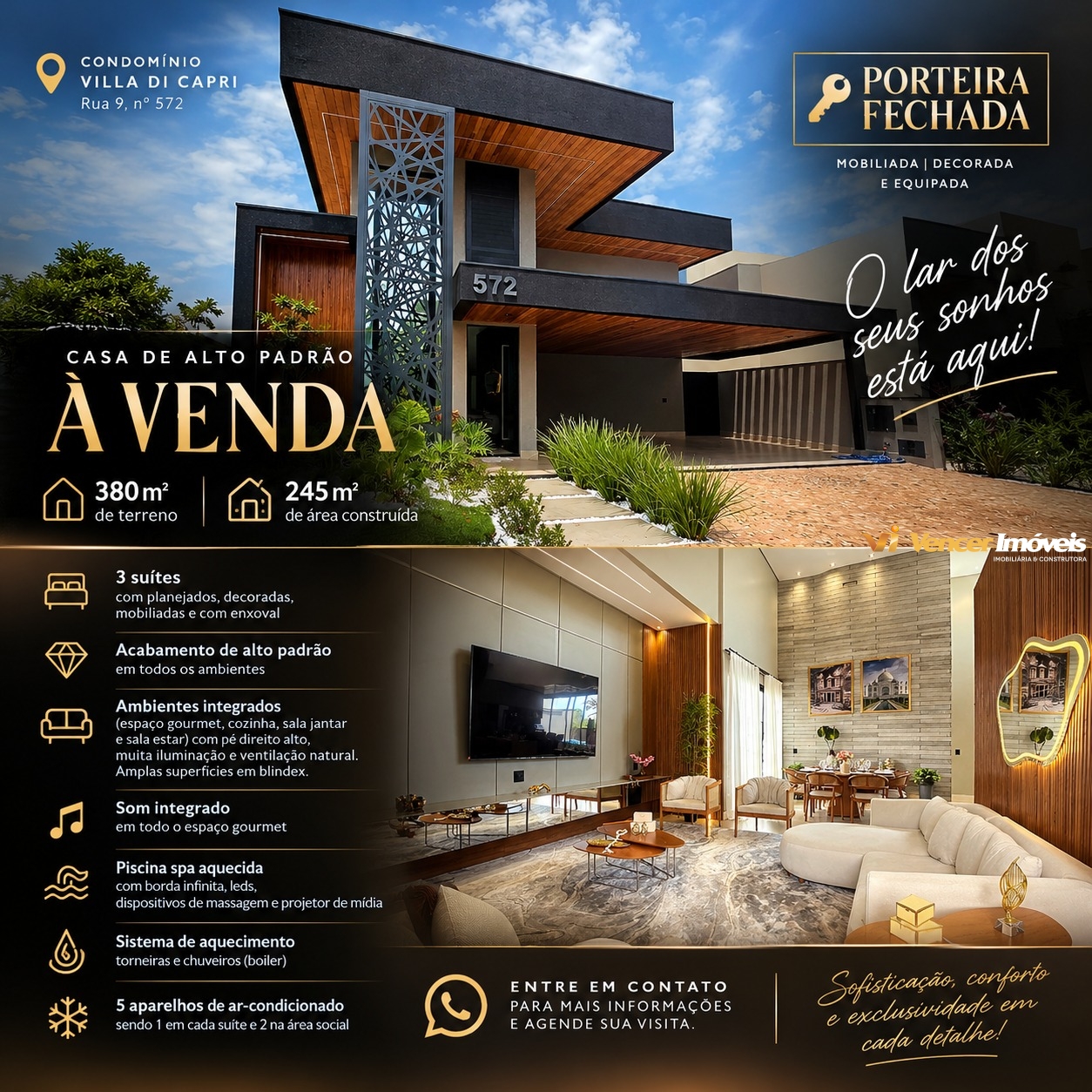 CASA TÉRREA DE ALTO PADRÃO À VENDA CONDOMÍNIO VILLA DI CAPRI